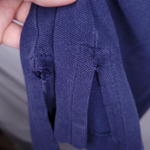 Ralph Lauren Polo Shirt Mens Large Navy Ree Pony Cotton Vintage - Picture 5 of 11